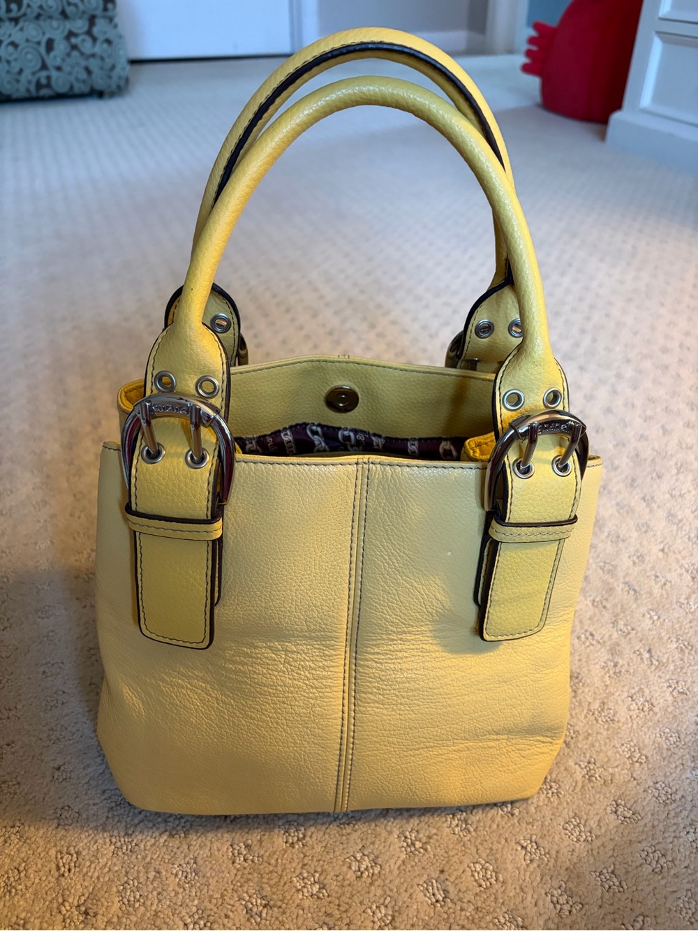 Tignanello Yellow Pebbled Leather Mini Tote